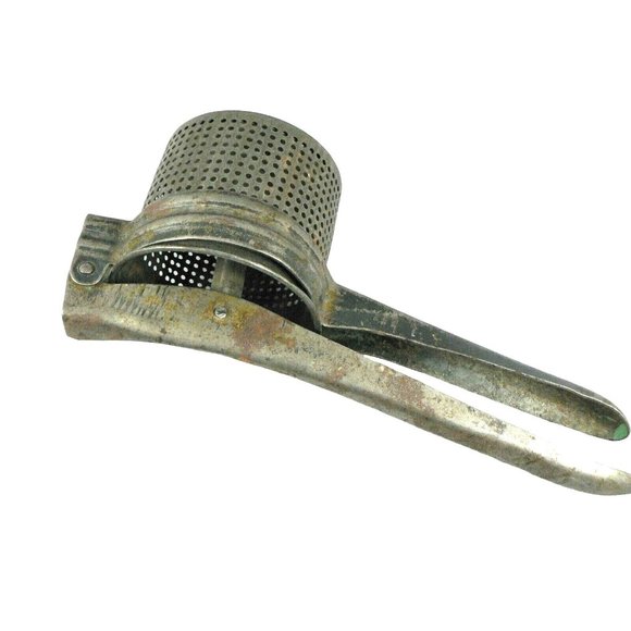 Potato Ricer Juicer Hand Press Masher Metal Primitive Vintage - Picture 1 of 12